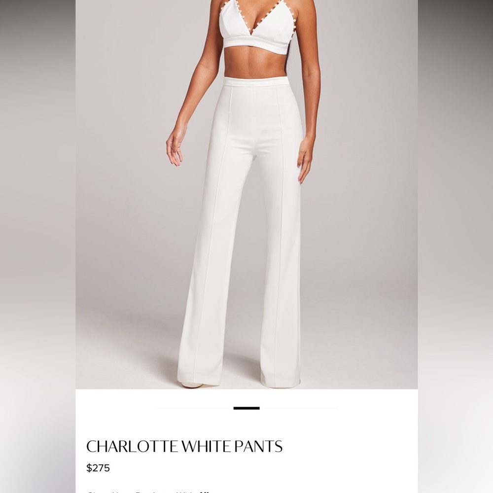 NADINE MERABI Charlotte White Wide Leg Pants